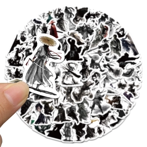 Ink wash wuxia stickers for DIY journals and laptop featuring traditional swordsman art