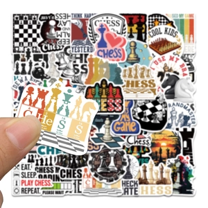 Detail shot of waterproof chess game graffiti stickers with creative periodic table design