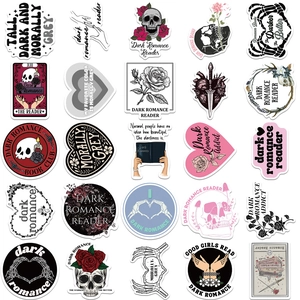 50pcs Dark Romance Reader gothic stickers set with skull and rose designs for laptop decoration