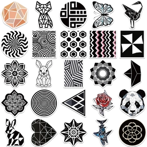 52PCS aesthetic geometric animal stickers for waterproof DIY laptops and suitcases decoration