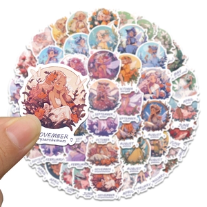 50pcs flower fairy PVC stickers for journals featuring months and floral art