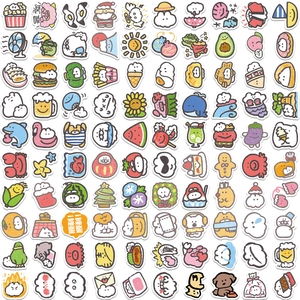 Set di 100 mini adesivi per cartoni animati impermeabili per diari e cancelleria