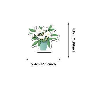 Detailed size view of a flat plant sticker featuring a calla lily in a green vase
