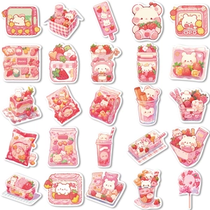 50 pieces of pink cute snack graffiti stickers for water bottles and laptops waterproof art