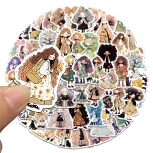 60 autocollants de filles de dessin animé pour scrapbooking et décoration d'ordinateur