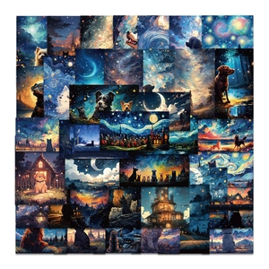 Romantic Starry Night Pet Stickers Waterproof Vinyl Decals For Phone Laptop Journal Stationery Art Impressionist Van Gogh Style