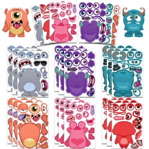 Monster Puzzle Make A Face Stickers For Kids DIY Cartoon Graffiti Decorative PVC Matte Finish Educational Toy Stickers For Children Boys Girls