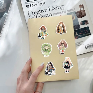 60 autocollants de fille de dessin animé pour scrapbooking et décoration de journal