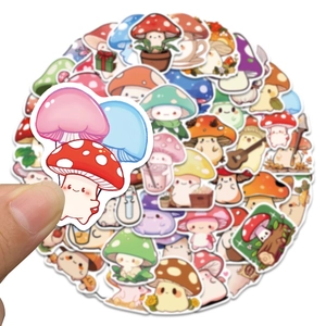 50 pieces of cute waterproof mushroom stickers for laptops and luggage bags decoration