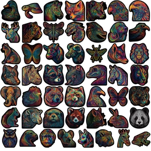 Set di 50 adesivi animali arcobaleno per valigie, chitarre e borracce impermeabili