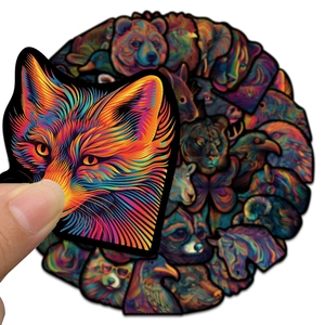 Adesivi per animali con linee artistiche vivaci per valigie e chitarre creative