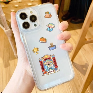 Autocollants de dessin animé Dieu de la Richesse pour coque iPhone transparente en TPU