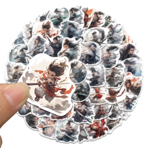 Set of 50 vintage Chinese swordsman stickers for luggage, laptops and phone cases