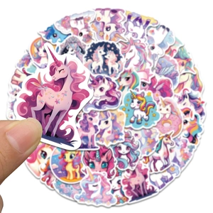 Pack of 50 colorful unicorn graffiti stickers for luggage, laptops and water bottles
