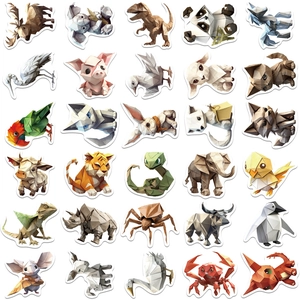 58 pieces of waterproof low poly origami animal stickers for laptops and water bottles