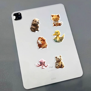 6 pack of geometric origami animal stickers for iPad and laptop decoration