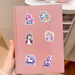 50 pieces of waterproof cartoon unicorn stickers on pink laptop for decoration