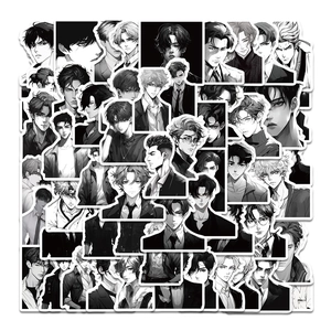 Adesivi Impermeabili Personaggio Anime Maschile Stile Comic Bianco E Nero Decalcomanie Decorative DIY per Laptop Valigia Skateboard