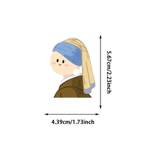 Dimensions détaillées de l'autocollant cartoon La Jeune Fille à la perle pour laptop