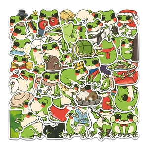 Cute Cartoon Frog Stickers Non-Repeating Animal Vinyl Waterproof Decals For Laptop Phone Case Luggage Water Bottle Decoration
