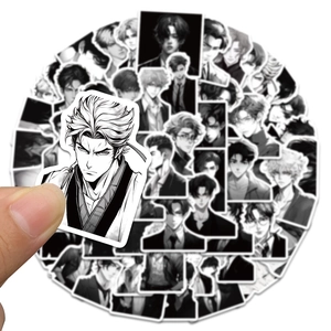 60 adesivi anime per ragazzi in bianco e nero per laptop e skateboard in stile manga