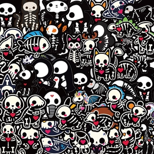 Cool Animal Skeleton Doodle Stickers Waterproof PVC Skull Graffiti Decals For Laptop Guitar Skateboard Luggage DIY Decor