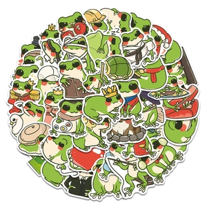Collection of cartoon frog stickers featuring various funny roles with white border outlines