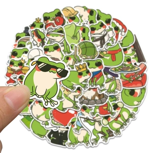 50 pieces of cute waterproof cartoon frog stickers for phone cases and luggage decoration