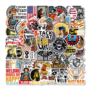 Welder Theme Waterproof PVC Stickers Retro Cartoon Industrial Style Decoration For Laptop Toolbox Helmet Luggage DIY Graffiti