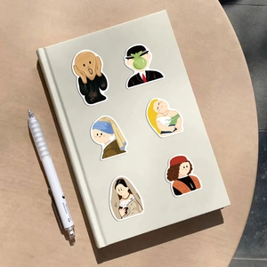 50 pièces autocollants de peintures d'art célèbres de dessins animés pour ordinateur