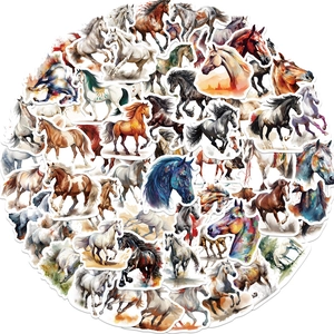 Waterproof PVC Horse Stickers Painted Artistic Animal Decals For Laptop Suitcase Water Bottle Skateboard Journal Notebook DIY