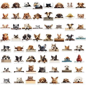 Set of 64 creative waterproof cartoon animal stickers for DIY phone cases and journals