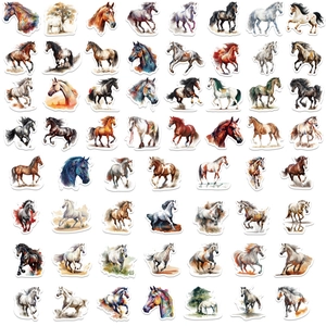 56 pieces of artistic horse stickers for DIY laptops and skateboards, waterproof colorful set