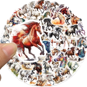 60 pieces of artistic horse stickers for DIY laptops and luggage waterproof vinyl decals