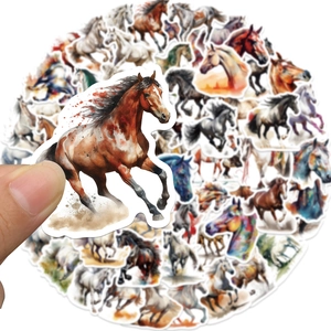 60 pieces colorful painted horse stickers for DIY suitcases, skateboards and notebooks