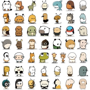 Lot de 50 autocollants animaux mignons pour décorer un ordinateur ou une valise étanche
