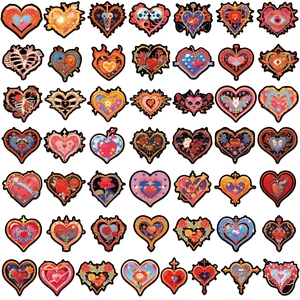 49 stickers coeur gothique avec crâne et rose pour décoration ordinateur portable