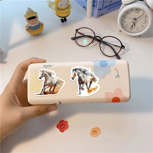 Waterproof horse stickers on aesthetic cream storage box for DIY stationery and luggage