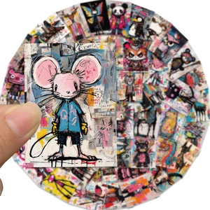 Pack of 50 Basquiat-style graffiti art stickers for laptops and water bottles