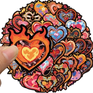 Lot de 50 autocollants cœur gothique pour ordinateur, stickers vinyle étanches style fantaisie
