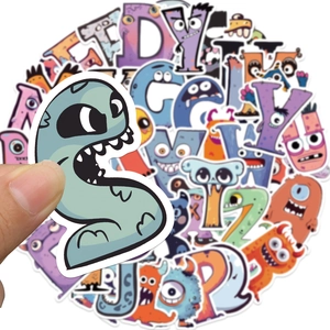 Waterproof monster alphabet stickers for decorating laptops and water bottles
