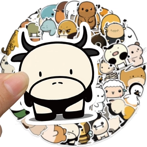 Set de 50 autocollants animaux mignons et étanches pour décorer ordinateurs et valises
