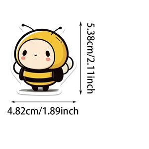 Détail de l'autocollant abeille imperméable indiquant la taille de 5,38 cm par 4,82 cm