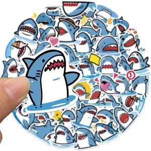 Variety pack of cartoon fat shark waterproof stickers for laptops and luggage decoration