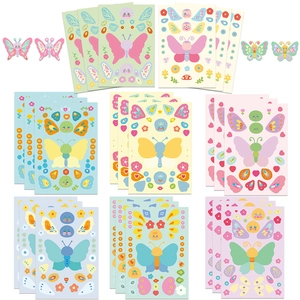 Cartoon Butterfly DIY Make A Face Stickers PVC Waterproof Kids Art Craft Scrapbooking Decorative Decals For Boys Girls Gift