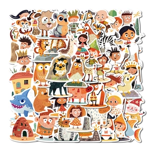 Cartoon Caveman Animal Graffiti Waterproof Stickers For Laptop Water Bottle Suitcase Guitar Phone Scrapbooking DIY Decorative Decals