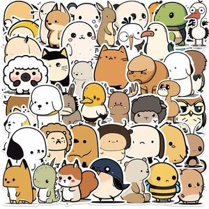 Vue détaillée d'autocollants d'animaux mignons avec des chats chiens et pandas