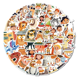 55 Pcs Cute Cartoon Animals Stickers Set for Waterproof Laptop and Suitcase Decor