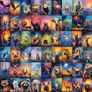 Galaxy Colorful Animal Illustration Stickers Oil Painting Art Decals For Suitcase Journal Phone Case Stationery Decor