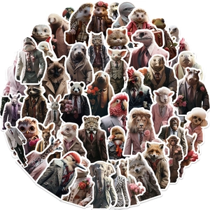 Vista dettagliata di 52 adesivi animali realistici per la decorazione di valigie fai da te